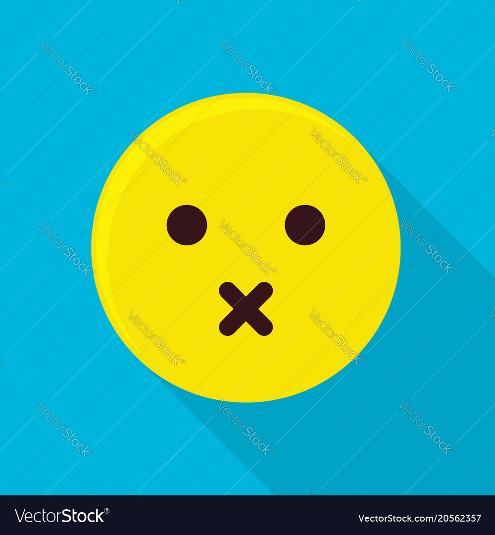 Silent emoticon icon flat style Royalty Free Vector Image