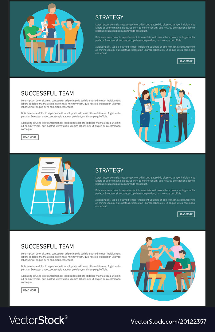 Strategy successful team cards Royalty Free Vector Image