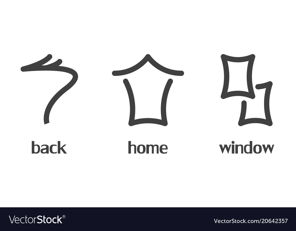 Three icons main menu - back house and Royalty Free Vector