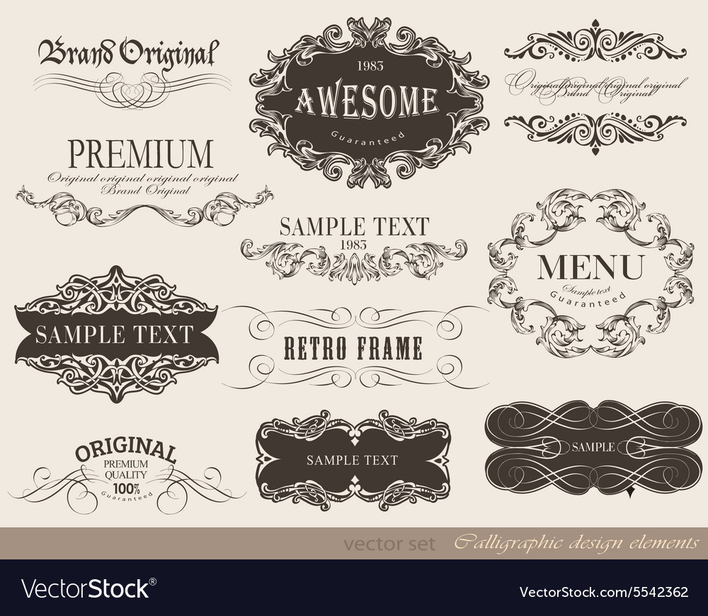 Calligraphic design elements Royalty Free Vector Image