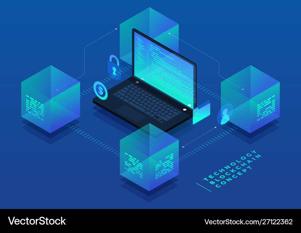 Concept blockchain technology Royalty Free Vector Image