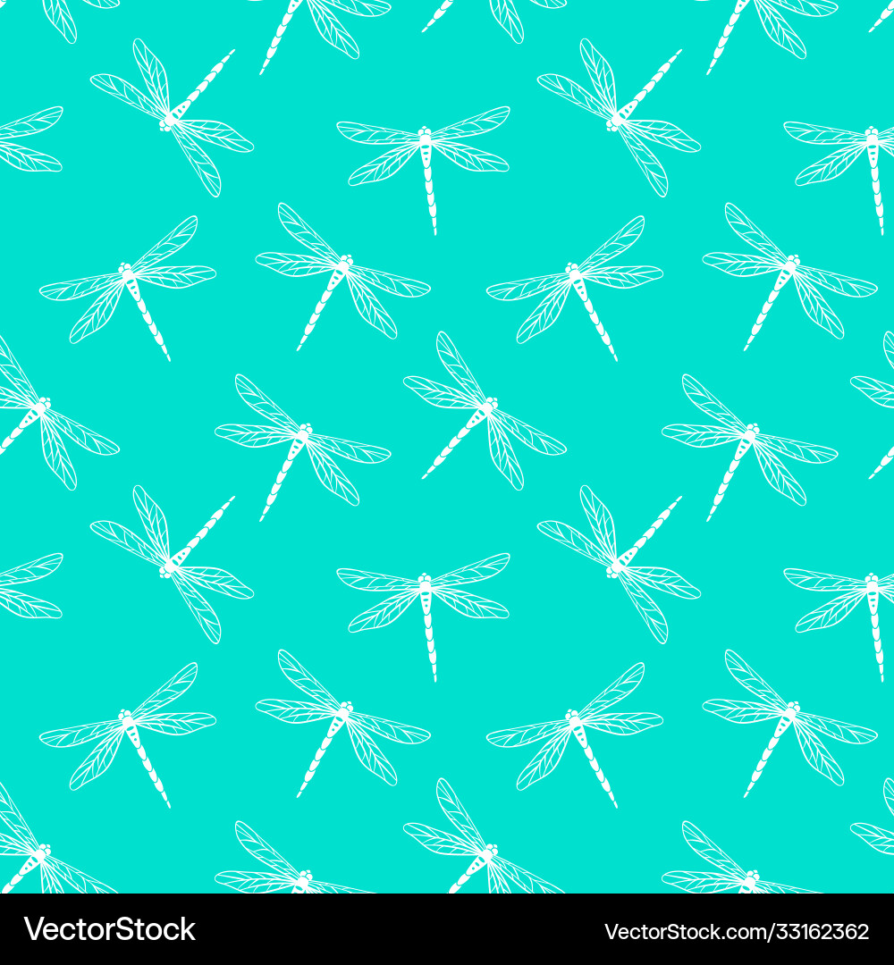 Dragonfly summer seamless pattern Royalty Free Vector Image