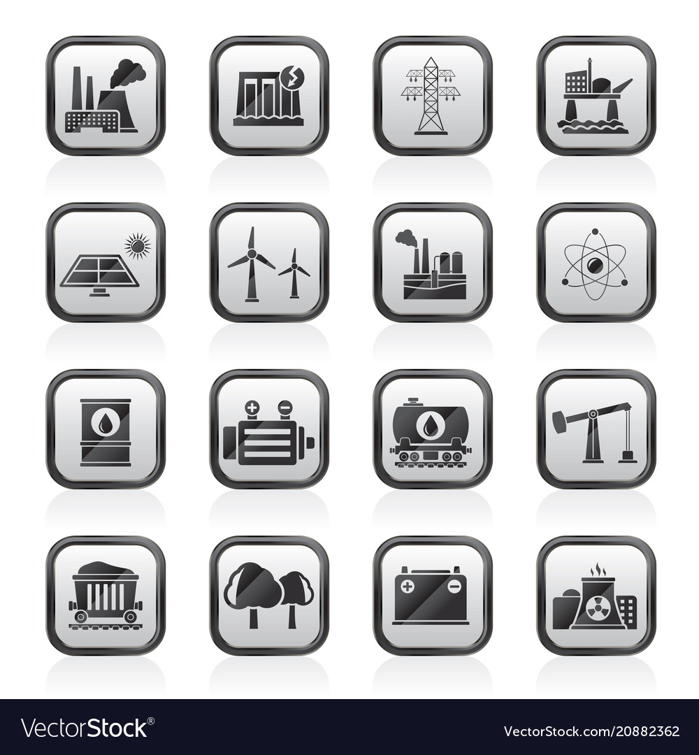 Energy producing industry and resources icons Vector Image