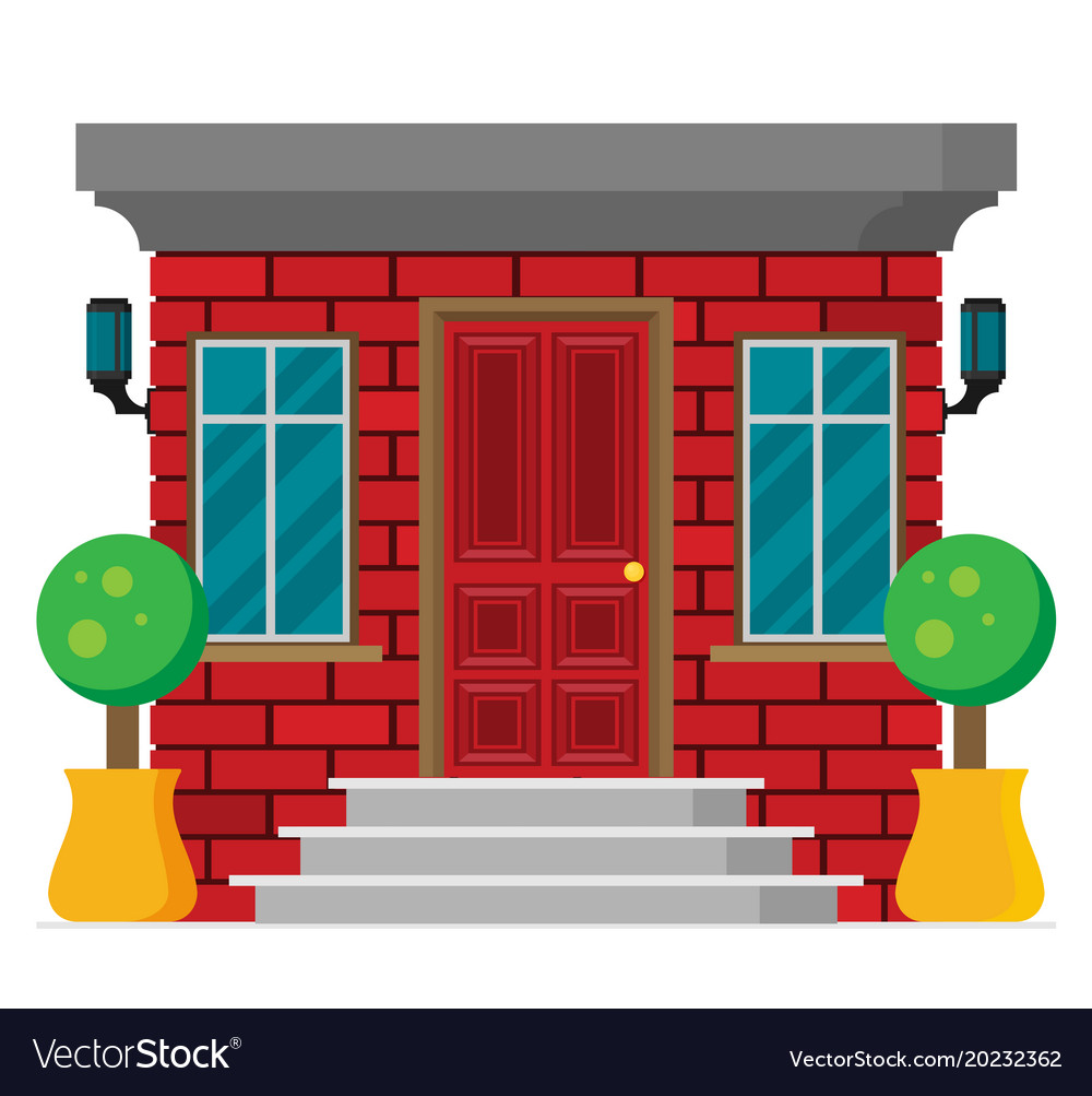 Front Door House Exterior Flat Royalty Free Vector Image