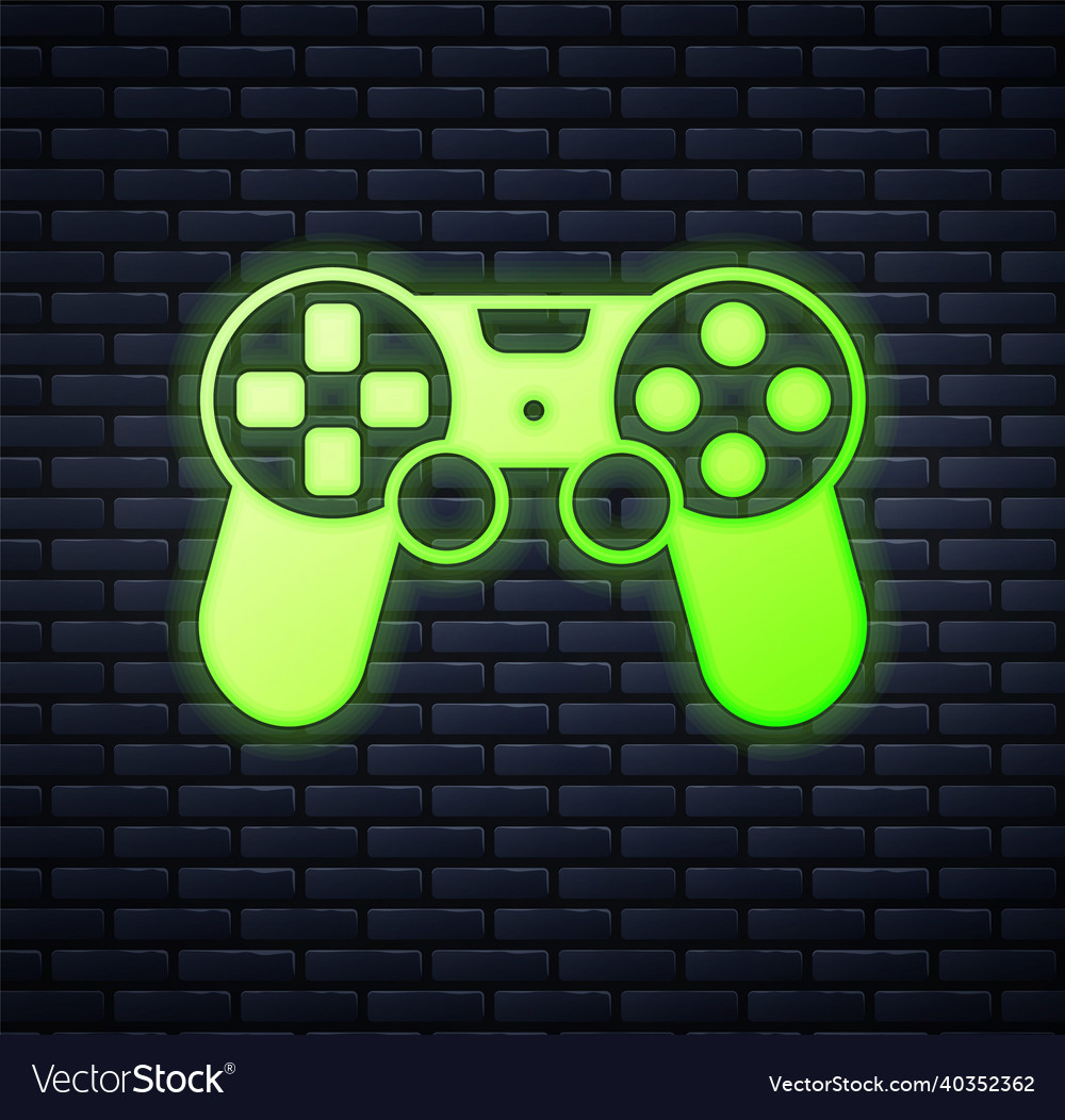 Glowing neon game controller or joystick for game Vector Image