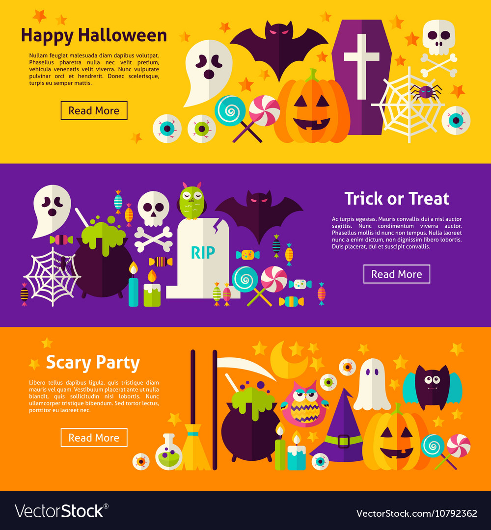 Halloween horizontal banners Royalty Free Vector Image