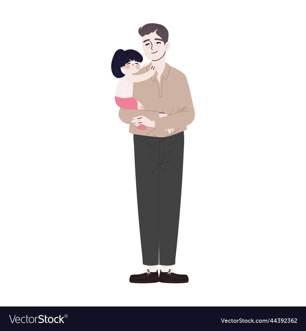 Korean family father and daughter Royalty Free Vector Image