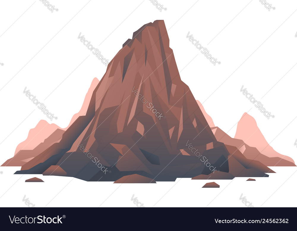 Old brown mountain isolated Royalty Free Vector Image