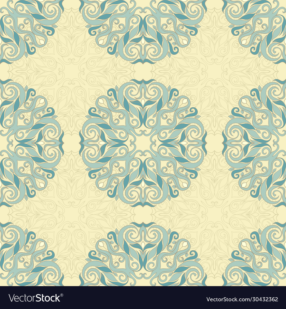 Seamless leaf turquoise pattern Royalty Free Vector Image