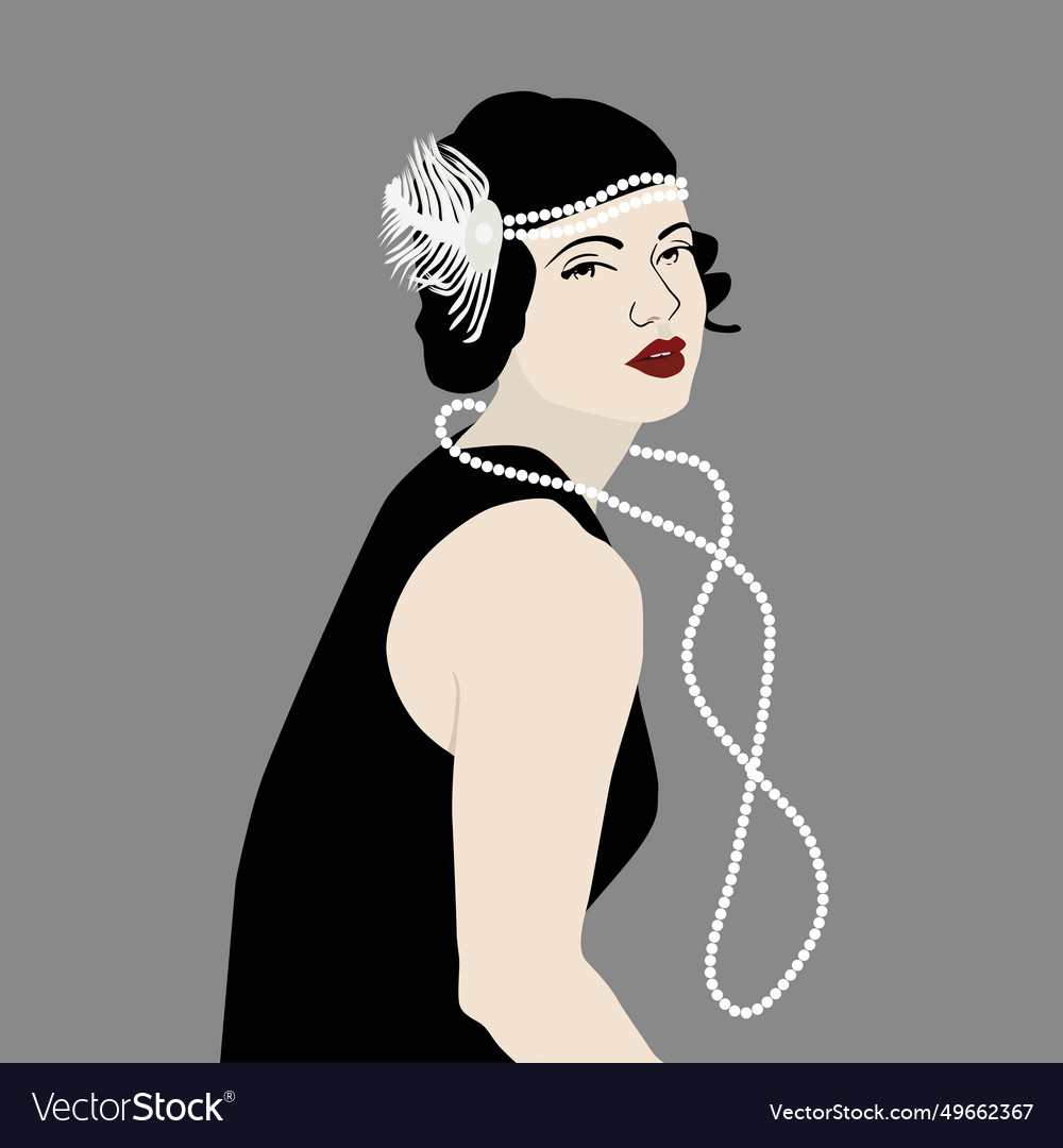 A Girl In The Style Of 20s Royalty Free Vector Image