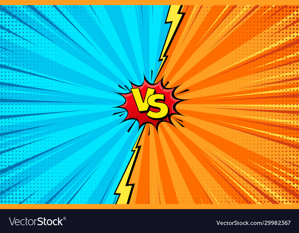 Cartoon comic background fight versus comics Vector Image