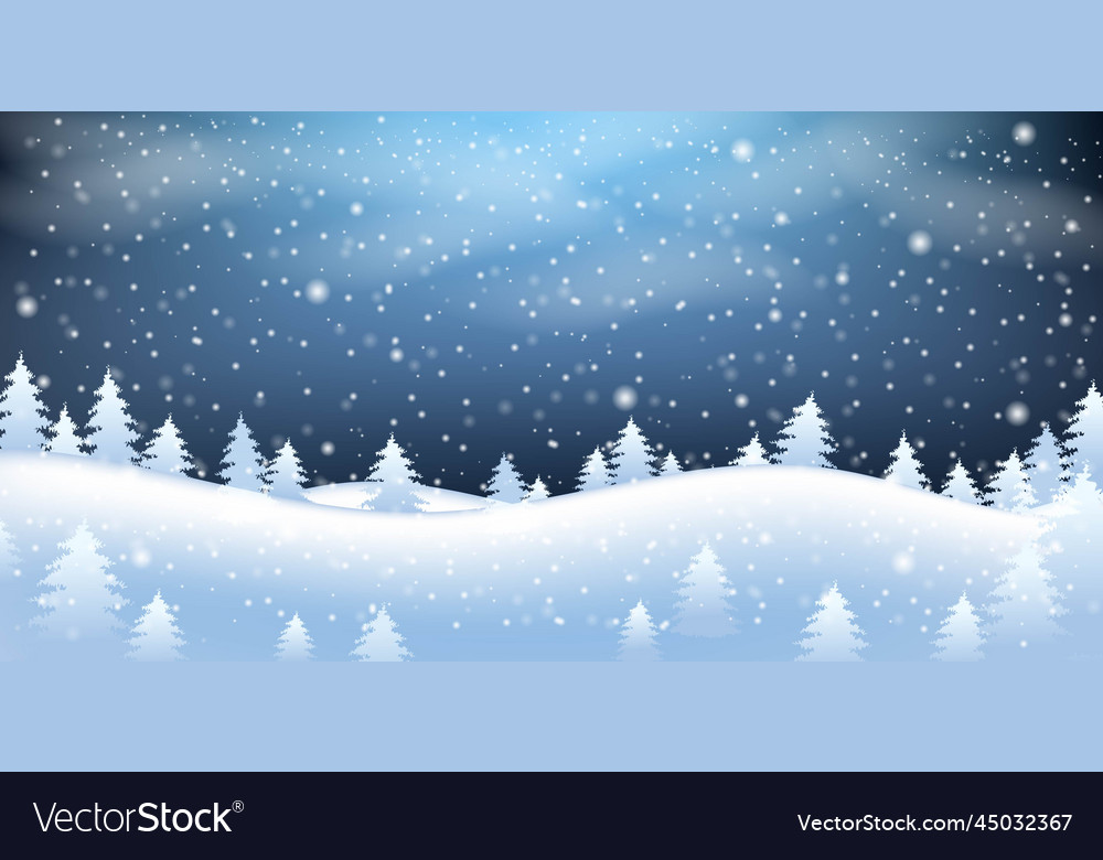 Christmas winter landscape with white snow frame Vector Image