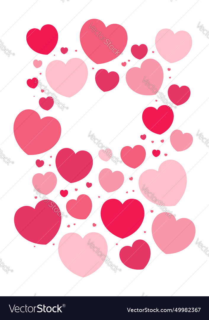 Red Pink Hearts Valentines Day Frame Border Vector Image 4420