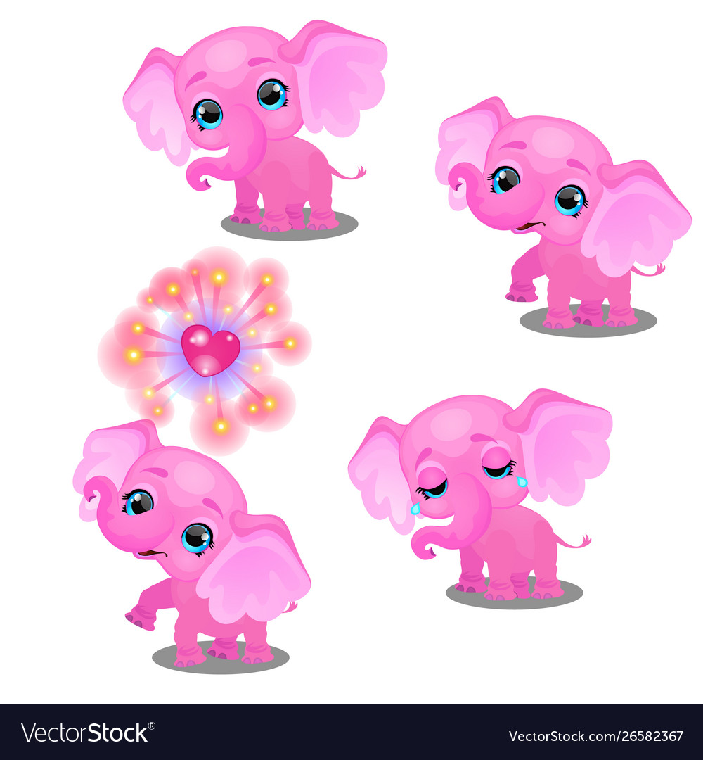 Set emotions a little animated pink Royalty Free Vector