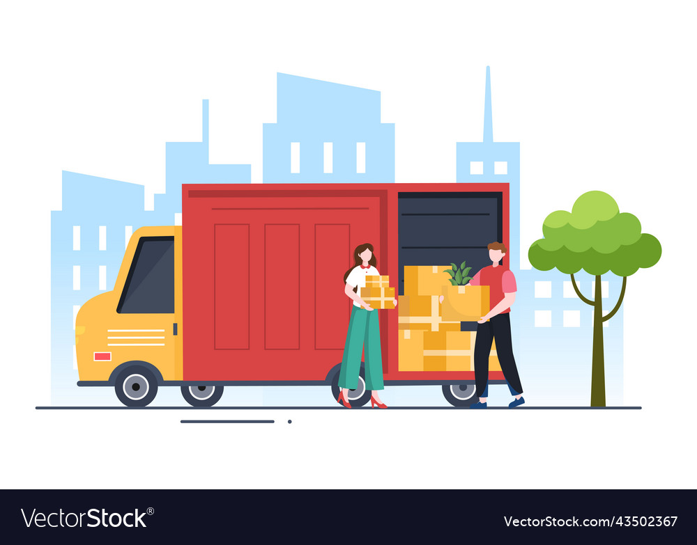 Trucking transportation cartoon with cargo Vector Image