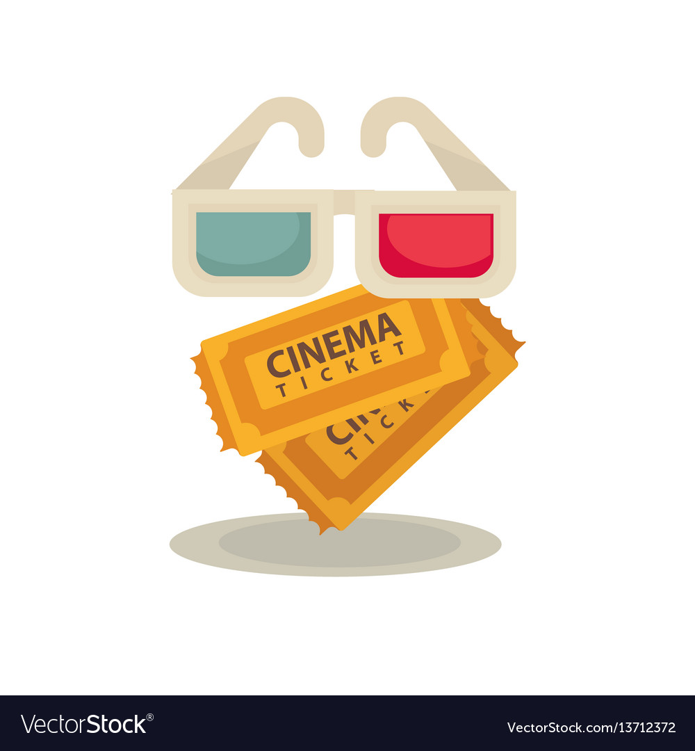 3d movie glasses and two brown tickets isolated Vector Image