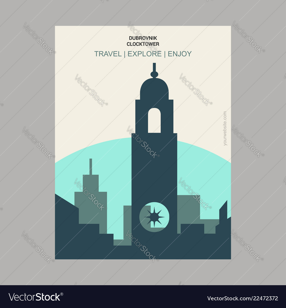 Dubrovnik clocktower croatia vintage style Vector Image