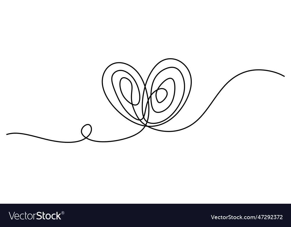 Love one line drawing heart scribble art Vector Image