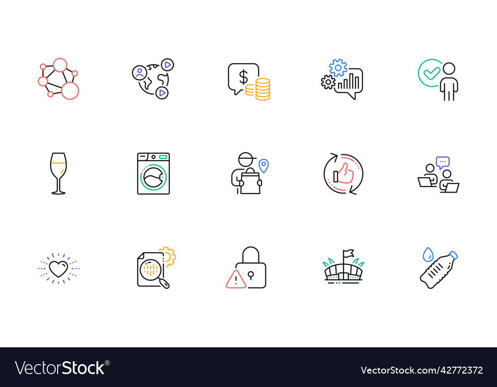 Refresh wie Weinglas und Teamwork Line Icons