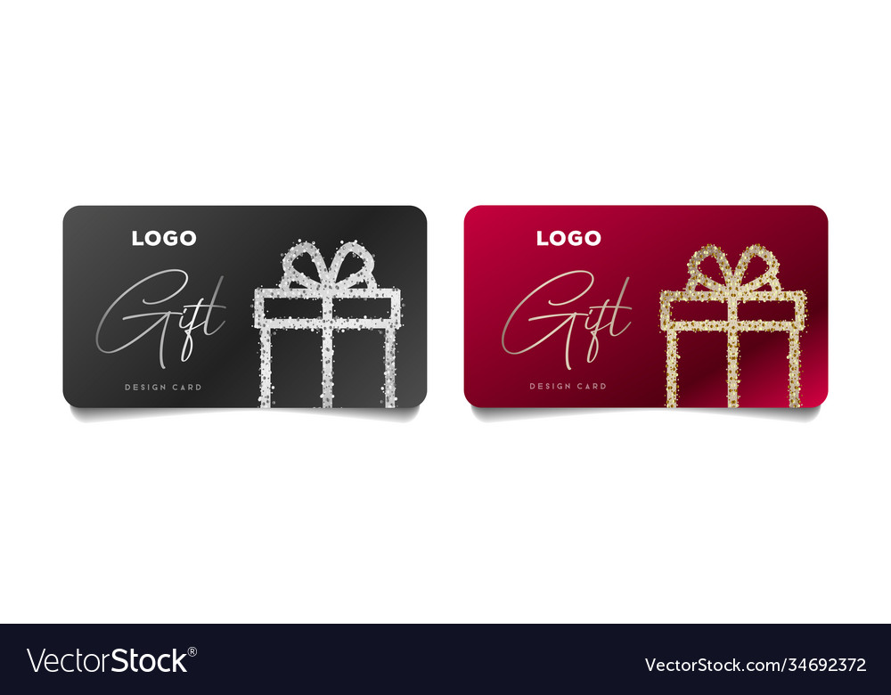 Set gift vouchers with realistic box Royalty Free Vector