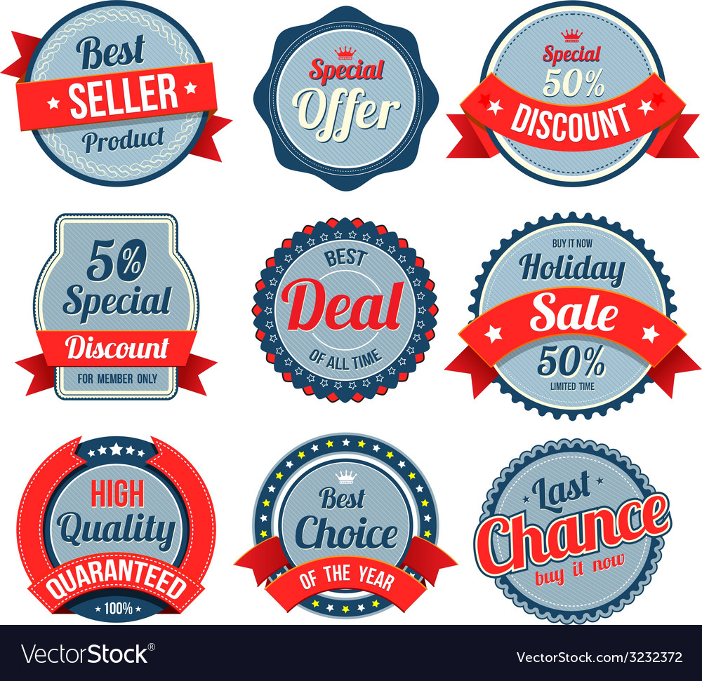 Set of retro vintage banner badges Royalty Free Vector Image