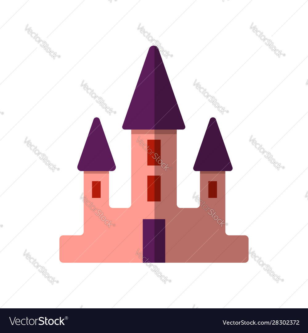 Simple flat pink castle for Royalty Free Vector Image