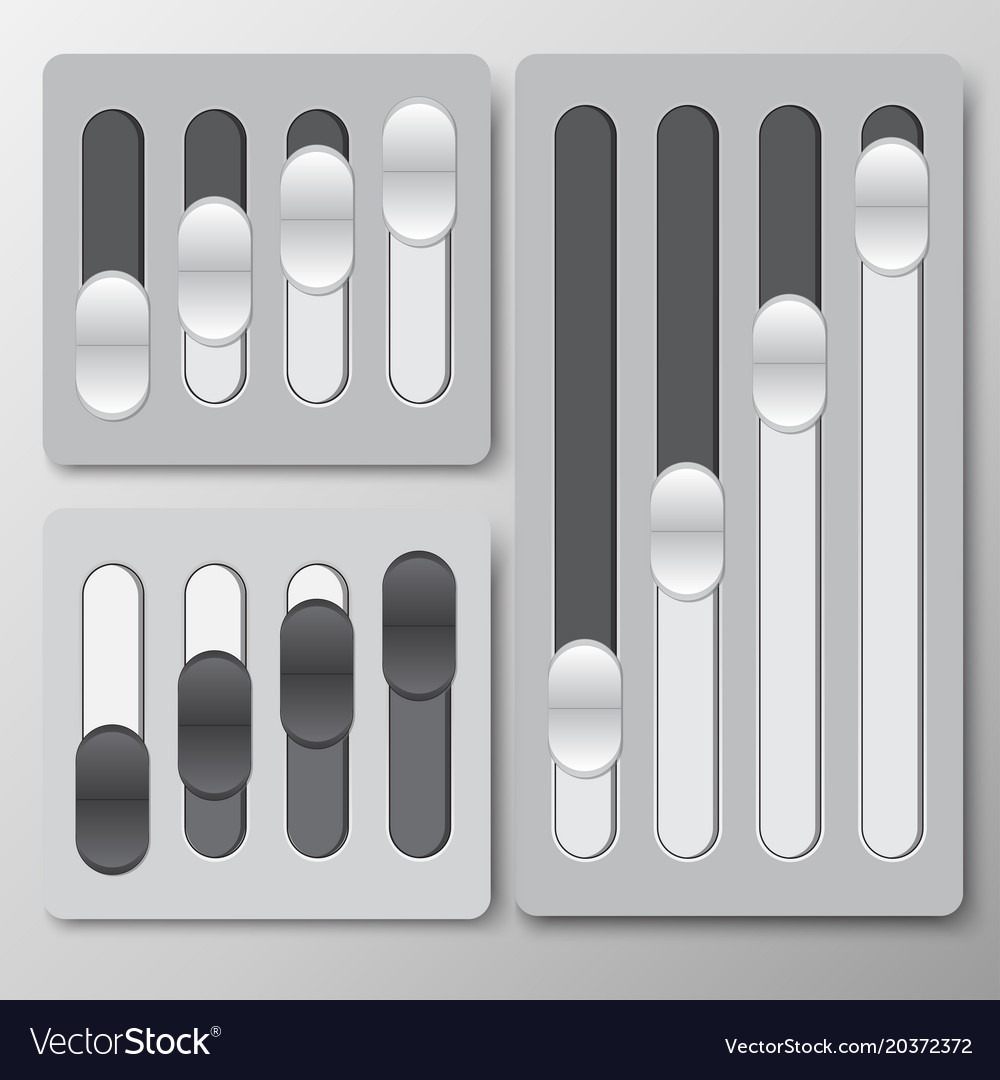 Slider control black and white 3d Royalty Free Vector Image