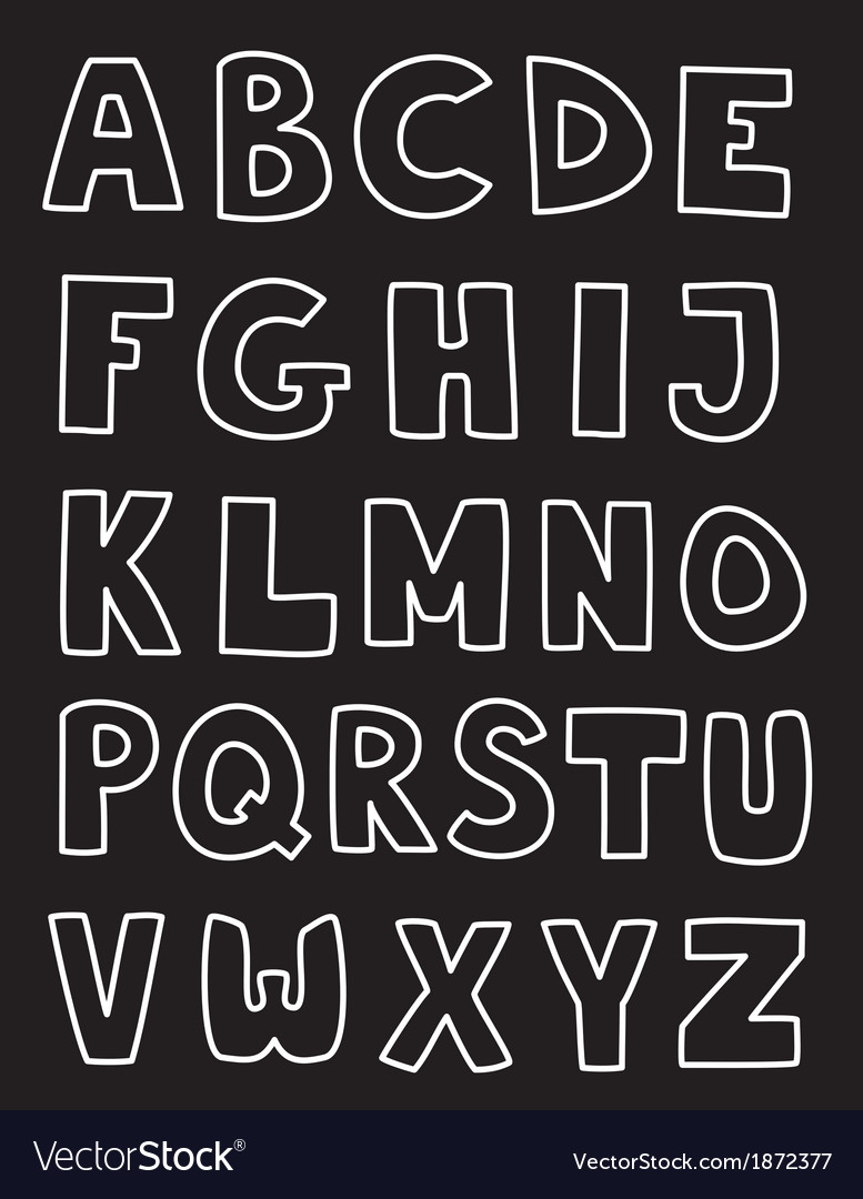 Alphabet letters hand drawn set isolated on black