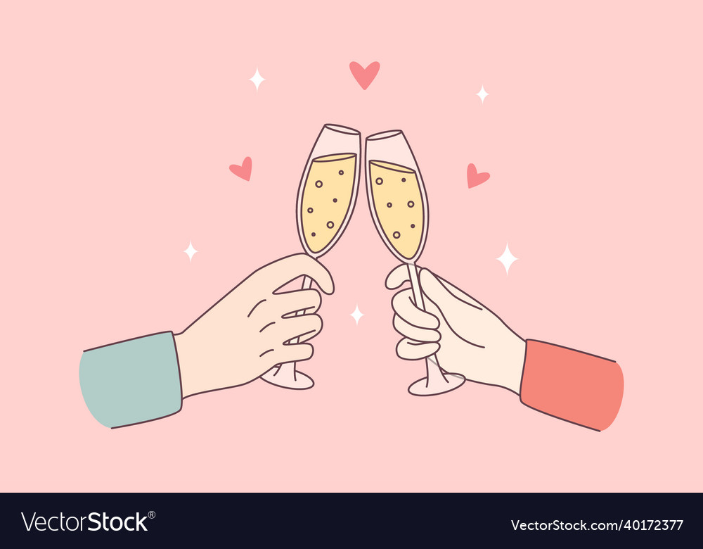Celebrating with champagne and cheers concept vector image Celebrating with champagne and cheers concept