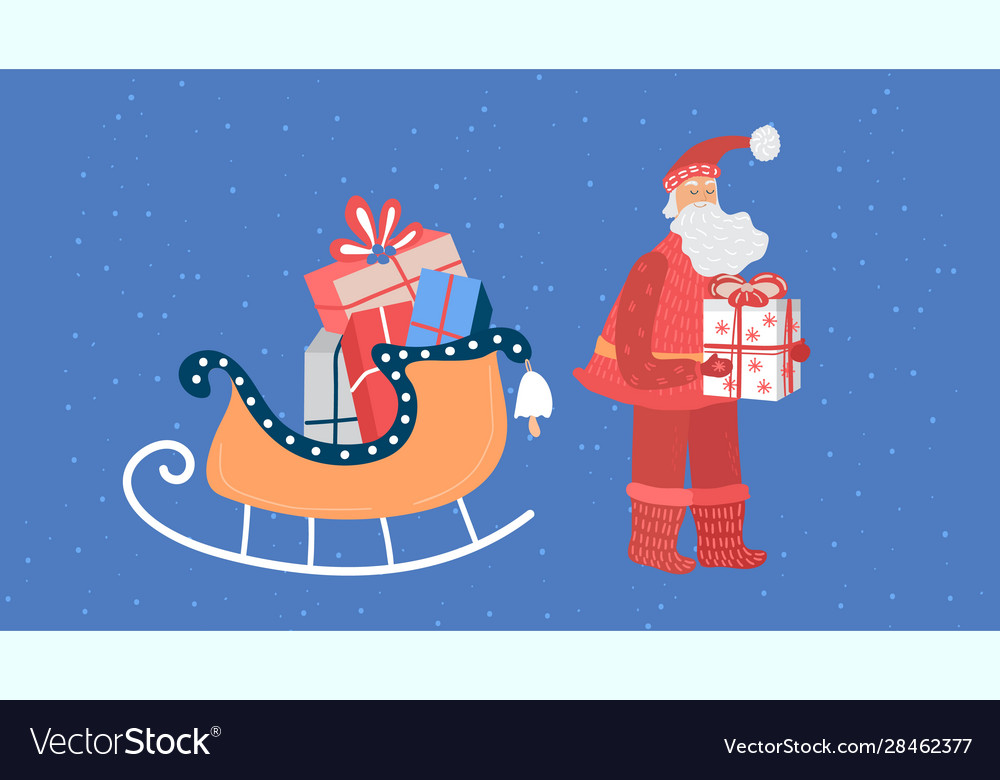 Christmas Presents Delivery Santa Claus Carrying Vector Image