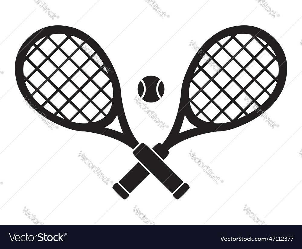 Crossed tennis rackets and ball Royalty Free Vector Image