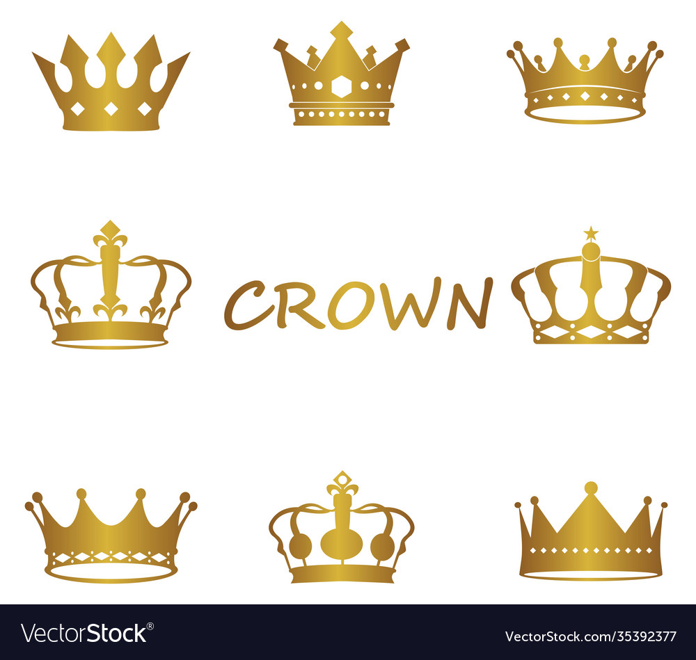 Crown logos set luxury corona monograms image Vector Image