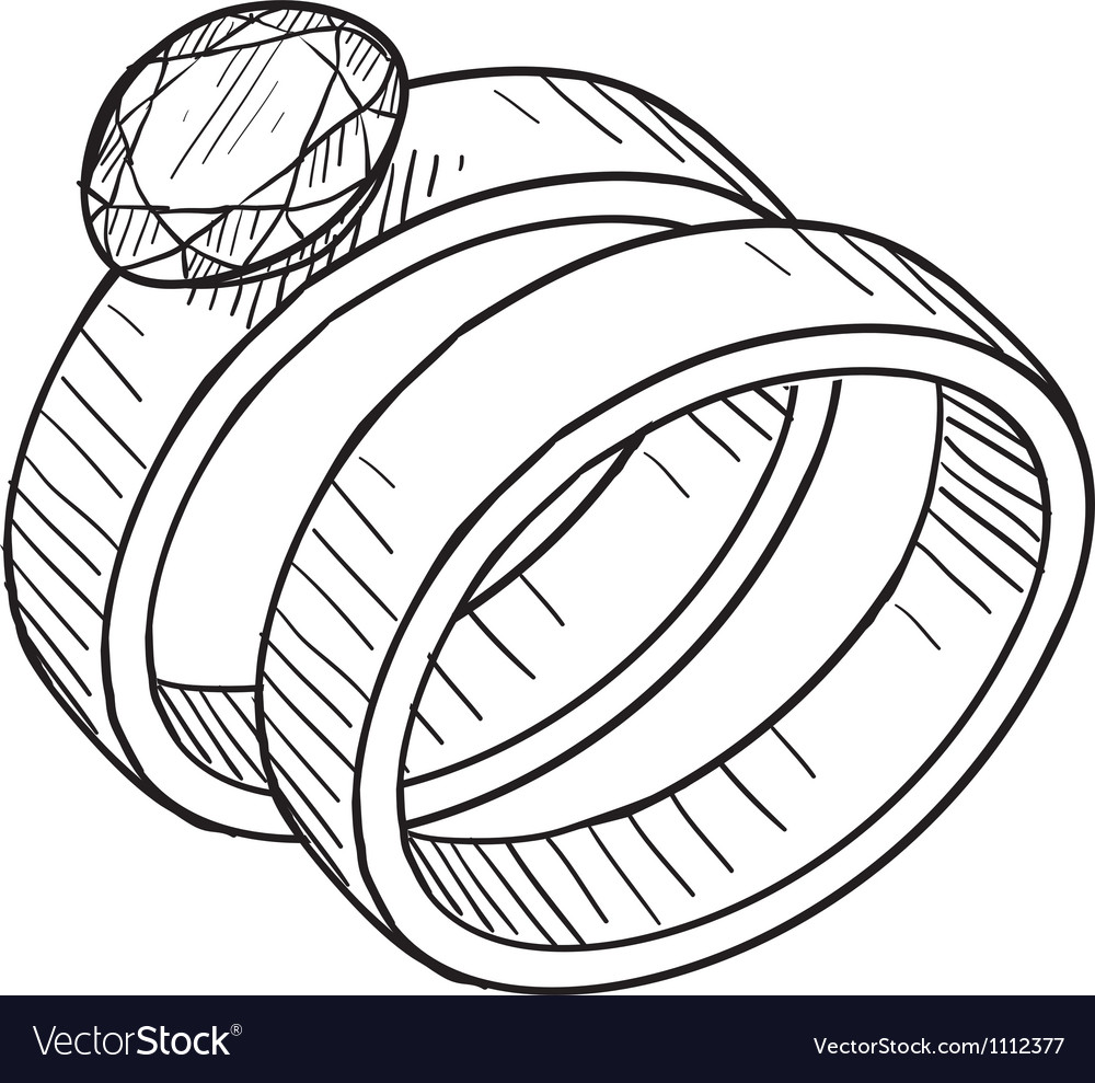 Doodle wedding rings Royalty Free Vector Image