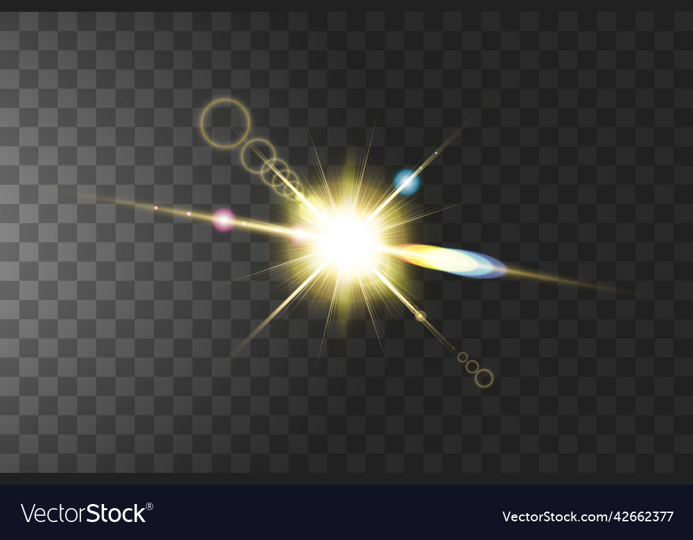 Gold warm color bright lens flare flashes leak Vector Image