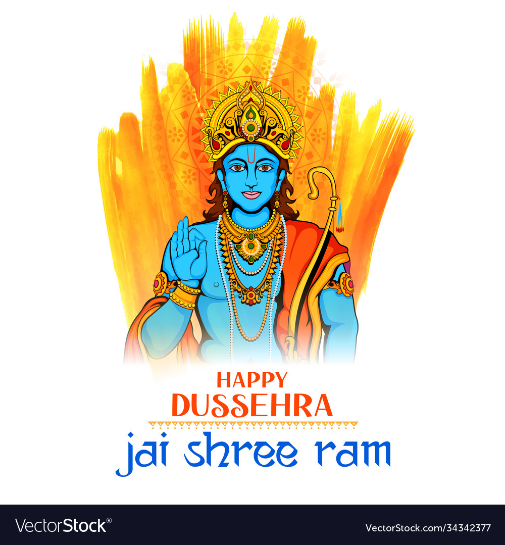 Lord rama in navratri festival india poster Vector Image