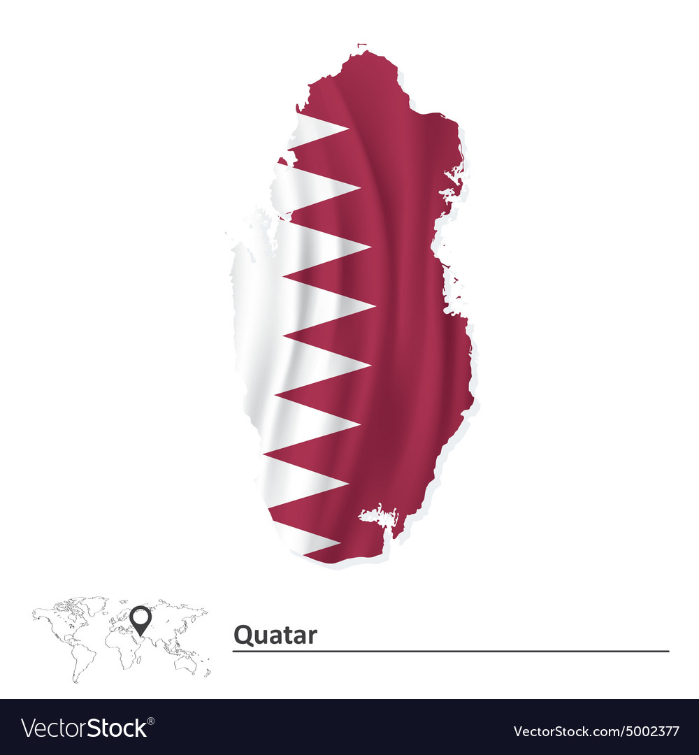 Map of quatar with flag Royalty Free Vector Image