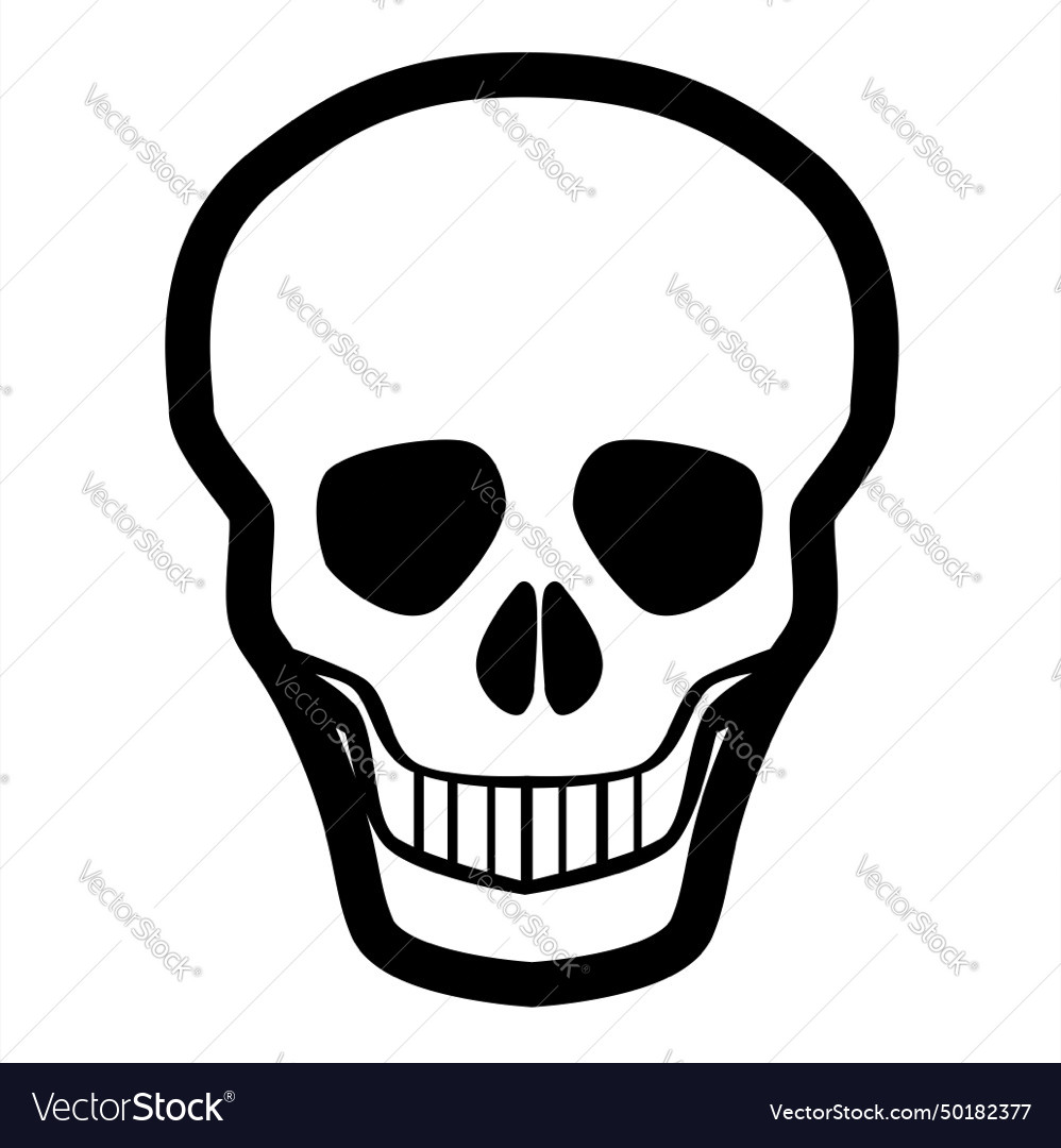 Skull outline black on white Royalty Free Vector Image