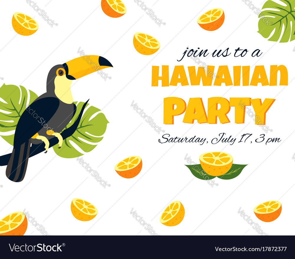 Tropical hawaiian poster with toucan