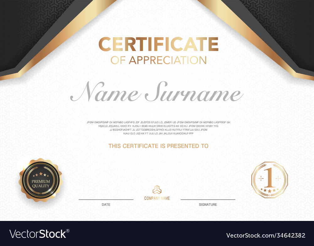 Certificate template black and gold luxury style Vector Image