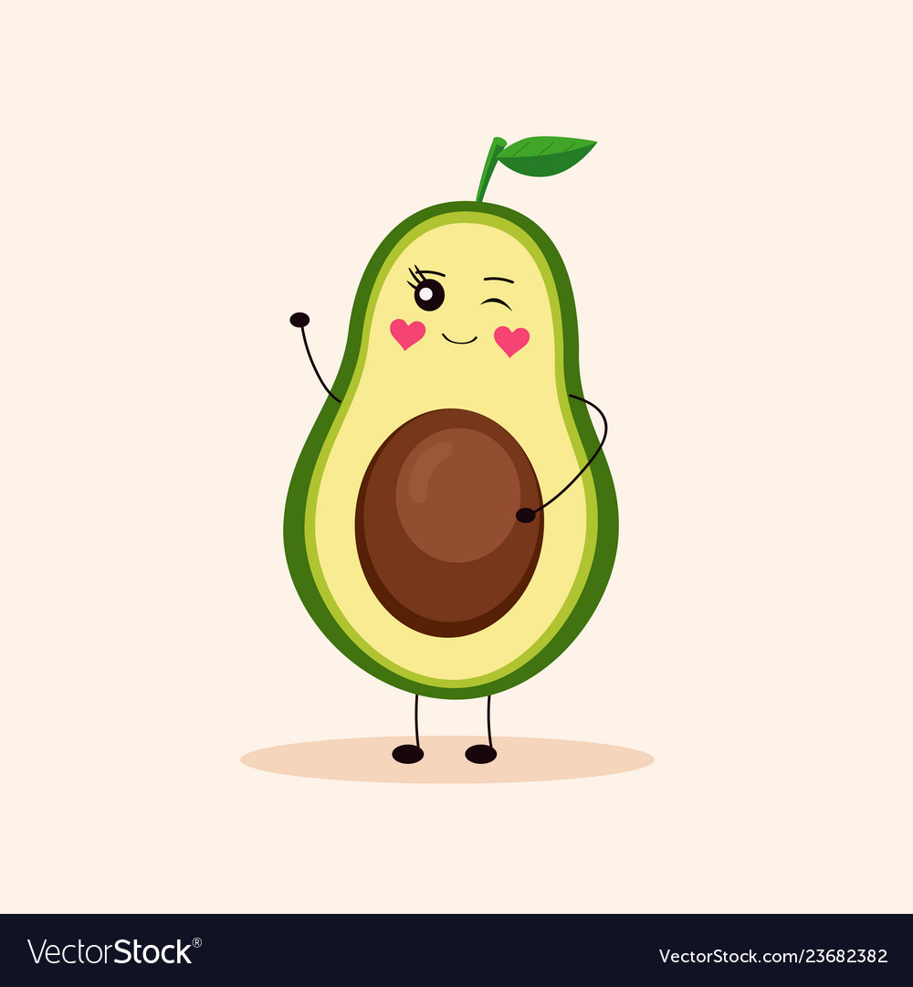 Cute avocado girl 3 Royalty Free Vector Image - VectorStock