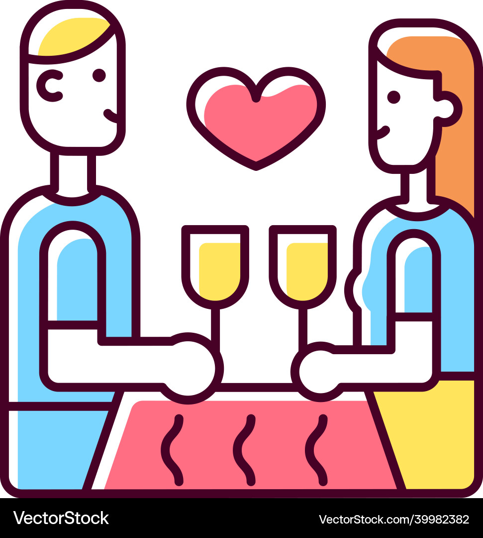 Dinner at restaurant rgb color icon Royalty Free Vector