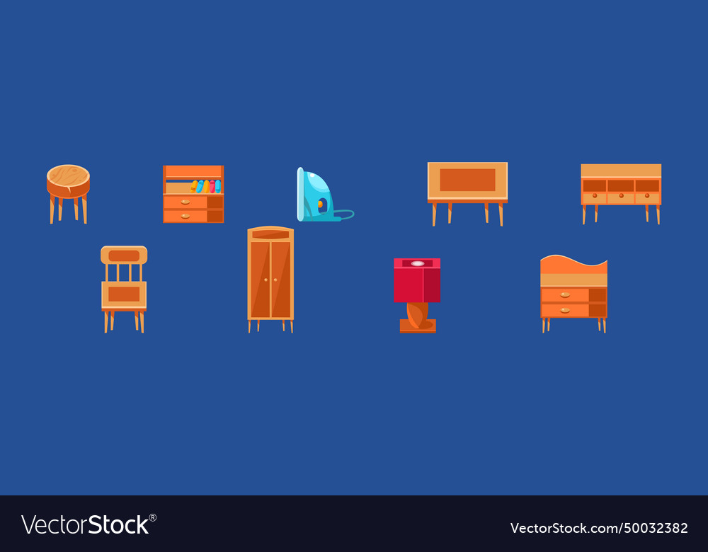 Furniture object and room interior item set Vector Image