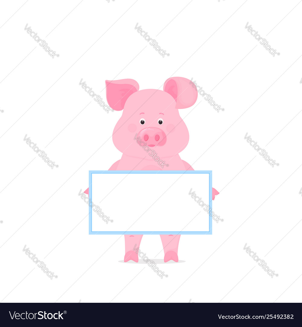 Pig hold a blank sign clean poster empty Vector Image