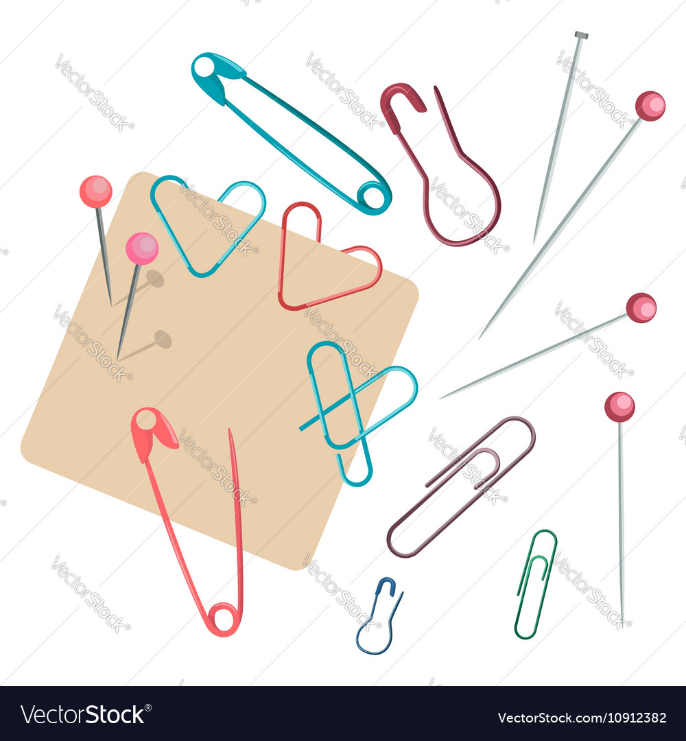 Set of different pins in colors colorful Vector Image