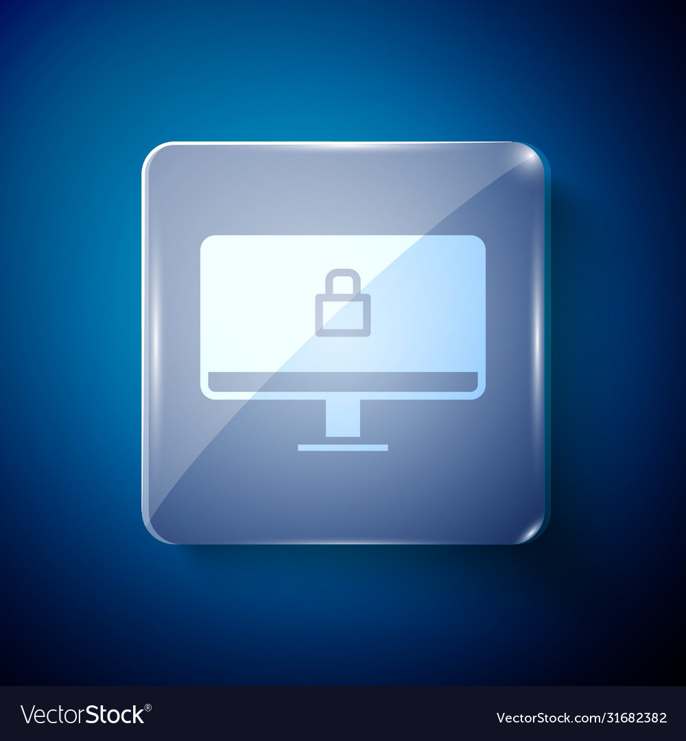 White lock on computer monitor screen icon Vector Image