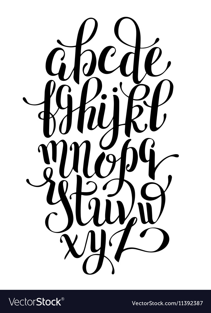 Black and white hand lettering alphabet design Vector Image