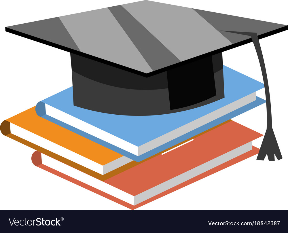 Books with the graduate cap Royalty Free Vector Image