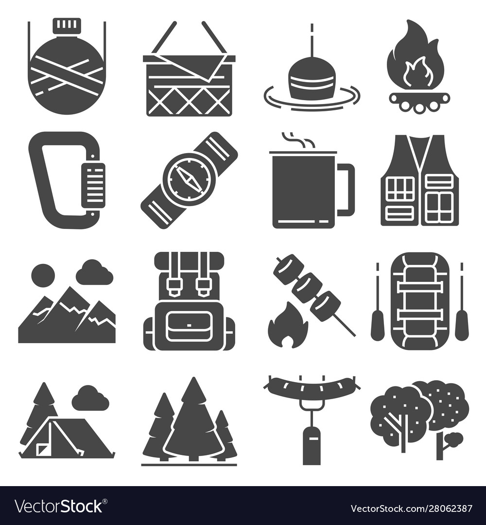 Camping And Outdoor Recreation Icons Set Vector Image