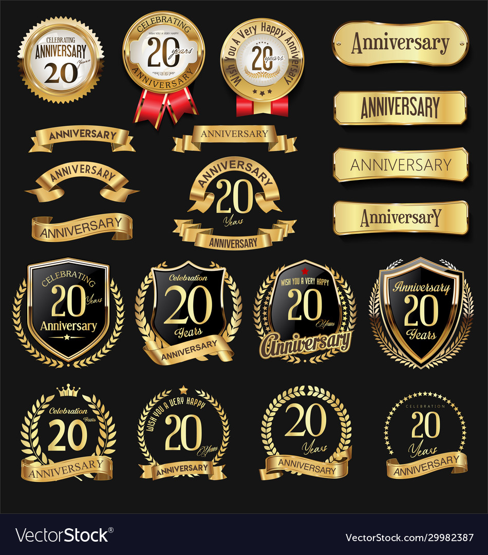 Collection anniversary golden logotype vector image Collection anniversary golden logotype