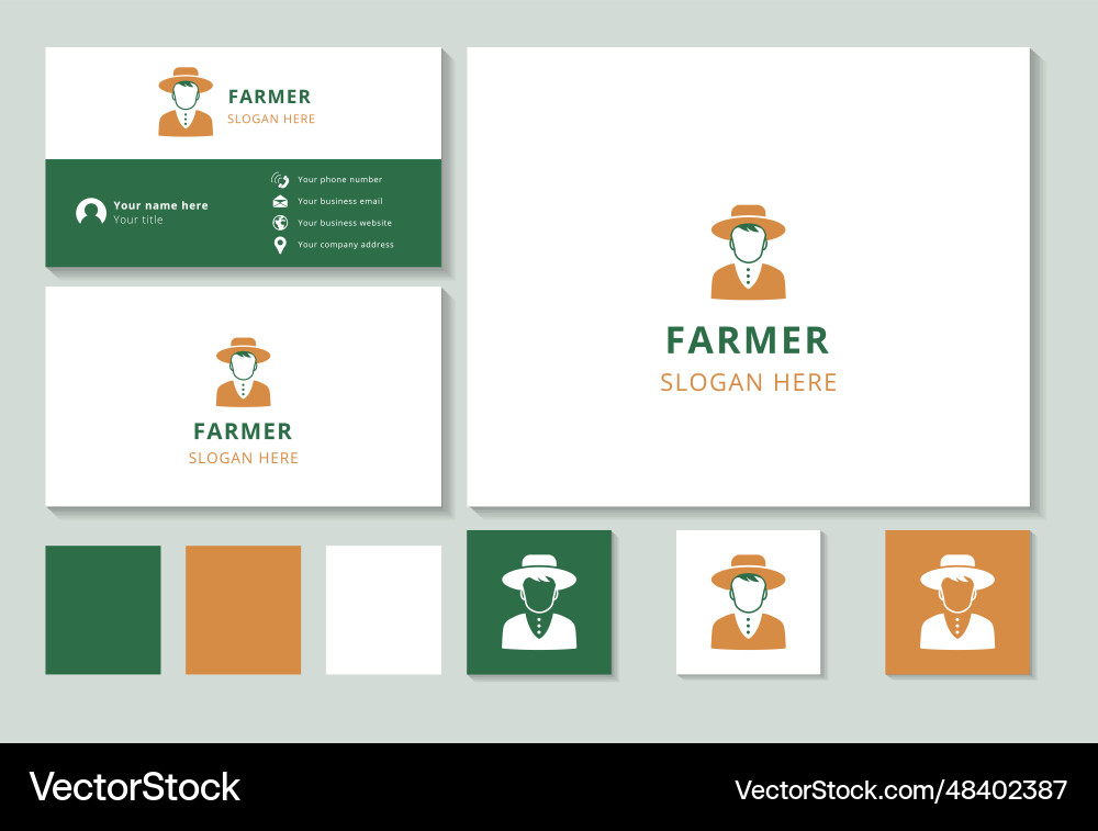 Farmer logo design with editable slogan branding Vector Image